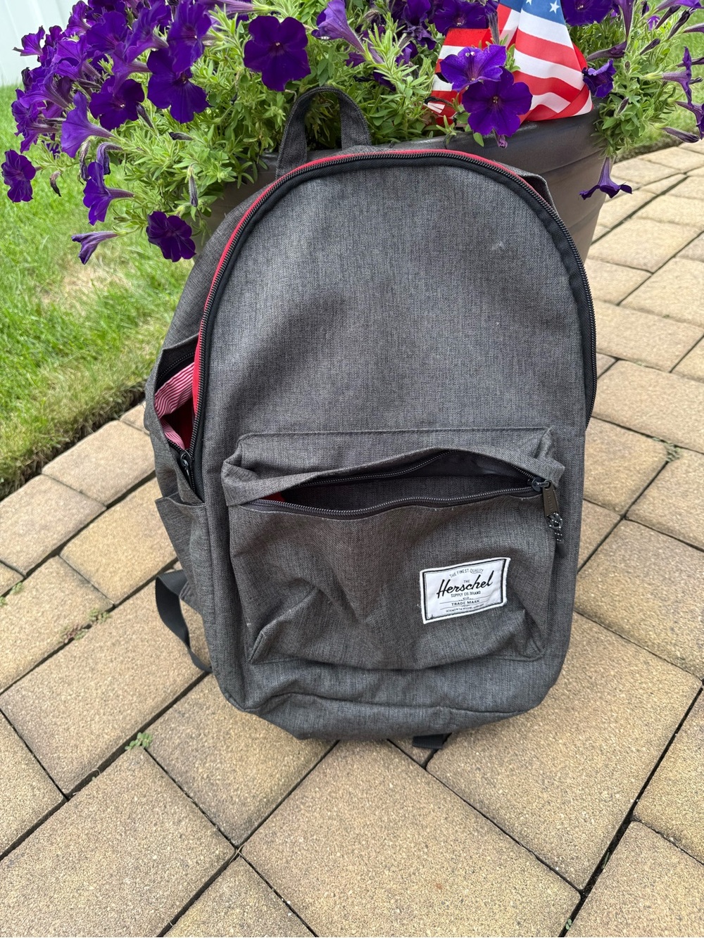 Herschel Supply Company Gray Backpack with Red Trim